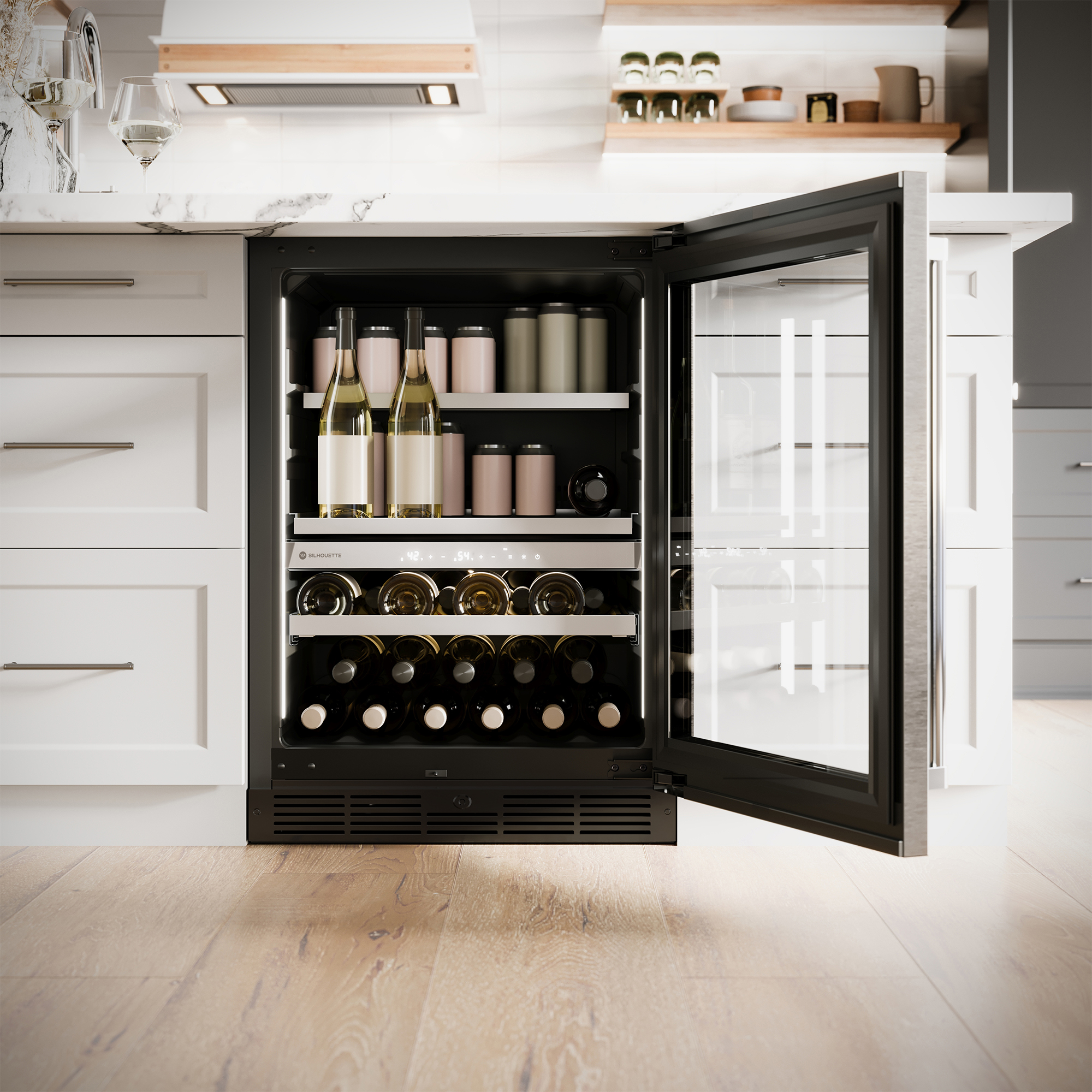 Centre de vin et de boissons encastré Silhouette 24" prêt à recevoir un panneau - Image 5